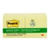 Post-it® Greener Notes, 3" X 3", Canary Yellow, 100 Sheets/Pad, 12 Pads/Pack (654-RP)