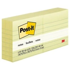 Post-it® Notes, 3" X 3", Canary Yellow, Lined, 100 Sheets/Pad, 6 Pads/Pack (630-6PK) -Office Supply Shop sp164716732 sc7 1