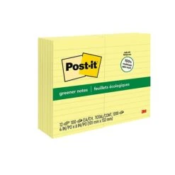 Post-it® Greener Notes, 4" X 6", Canary Yellow, 100 Sheets/Pad, 12 Pads/Pack (660-RP)