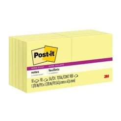 Post-it® Super Sticky Notes, 3" X 3", Canary Yellow, 90 Sheets/Pad, 12 Pads/Pack (654-12SSCY) -Office Supply Shop sp164718884 sc7