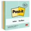 Post-it® Notes, 3" X 3", Beachside Café Collection, 100 Sheets/Pad, 24 Pads/Pack (654-24APVAD)