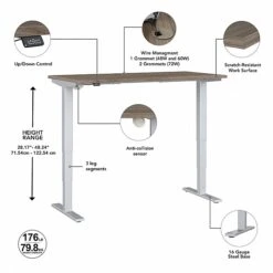 Bush Business Furniture Move 40 Series 28"-48" Adjustable Standing Desk, Modern Hickory/Cool Gray Metallic (M4S7230MHSK) -Office Supply Shop sp166198535 sc7