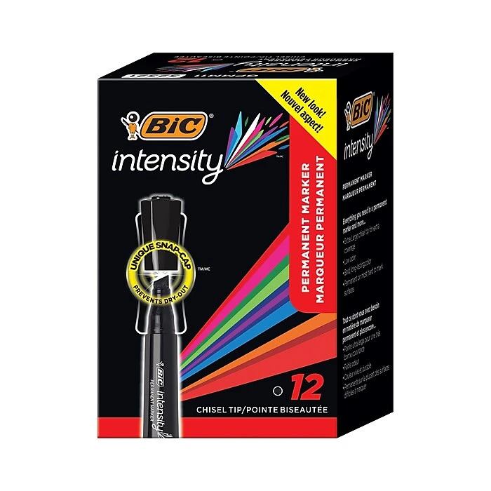 BIC Intensity Permanent Markers, Tank Style, Chisel Tip, Black, 12/Pack (GPMM11BLK) BIC Intensity Permanent Markers, Tank Style, Chisel Tip, Black, 12/Pack (GPMM11BLK) -Office Supply Shop sp167825853 sc7