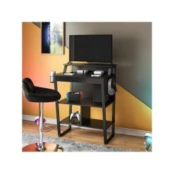 NTense Genesis 40"H X 30"W Standing Gaming Desk, Black (7031872COM) -Office Supply Shop sp168851498 sc7