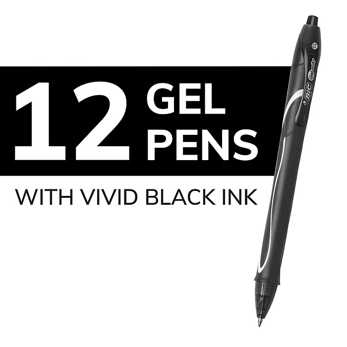BIC Gel-Ocity Quick Dry Retractable Gel Pen, Medium Point, Black Ink, Dozen (RGLCG11-BLK) BIC Gel-Ocity Quick Dry Retractable Gel Pen, Medium Point, Black Ink, Dozen (RGLCG11-BLK) -Office Supply Shop sp168939784 sc7