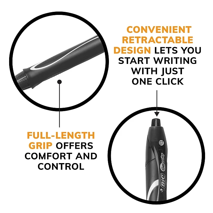 BIC Gel-Ocity Quick Dry Retractable Gel Pen, Medium Point, Black Ink, Dozen (RGLCG11-BLK) BIC Gel-Ocity Quick Dry Retractable Gel Pen, Medium Point, Black Ink, Dozen (RGLCG11-BLK) -Office Supply Shop sp168939787 sc7