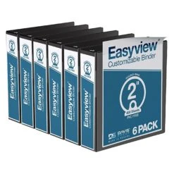 Davis Group Easyview Premium 2" 3-Ring View Binder, Black, 6/Pack (8413-01-06)