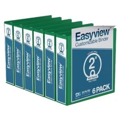 Davis Group Easyview Premium 2" 3-Ring View Binder, Green, 6/Pack (8413-04-06)