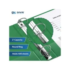 Davis Group Easyview Premium 2" 3-Ring View Binder, Green, 6/Pack (8413-04-06) -Office Supply Shop sp179266159 sc7