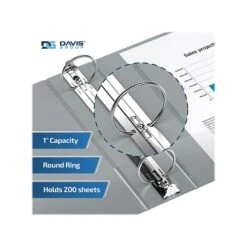 Davis Group Easyview Premium 1" 3-Ring View Binder, Gray, 6/Pack (8411-07-06) -Office Supply Shop sp179266293 sc7