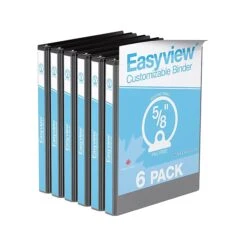 Davis Group Easyview Premium 5/8" 3-Ring View Binder, Black, 6/Pack (8400-01-06)