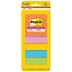 Post-it® Super Sticky Notes, Energy Boost Collection, 3 In X 3 In, 45 Sheets/Pad, 5 Pads/Pack (3321-5SSAU)