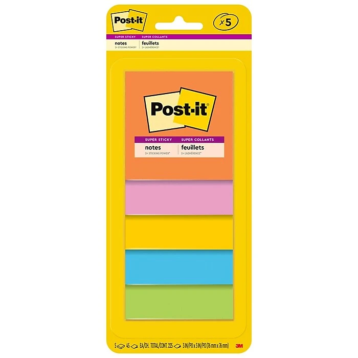Post-it® Super Sticky Notes, Energy Boost Collection, 3 in x 3 in, 45 Sheets/Pad, 5 Pads/Pack (3321-5SSAU) Post-it® Super Sticky Notes, Energy Boost Collection, 3 In X 3 In, 45 Sheets/Pad, 5 Pads/Pack (3321-5SSAU) -Office Supply Shop sp195730588 sc7