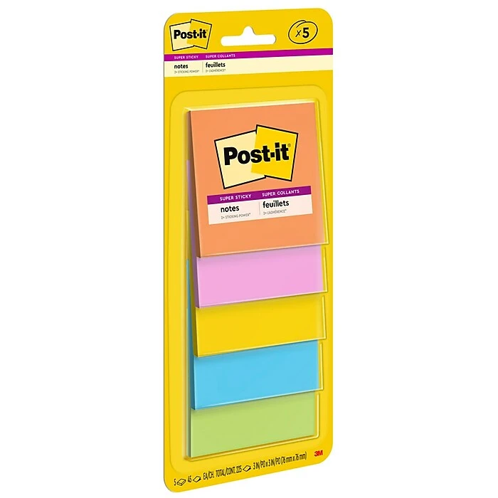 Post-it® Super Sticky Notes, Energy Boost Collection, 3 in x 3 in, 45 Sheets/Pad, 5 Pads/Pack (3321-5SSAU) Post-it® Super Sticky Notes, Energy Boost Collection, 3 In X 3 In, 45 Sheets/Pad, 5 Pads/Pack (3321-5SSAU) -Office Supply Shop sp195730608 sc7