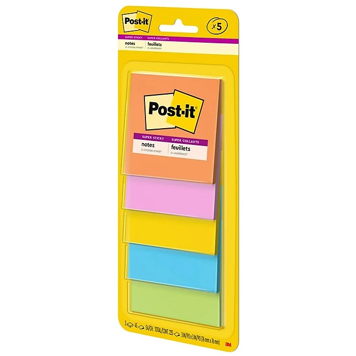 Post-it® Super Sticky Notes, Energy Boost Collection, 3 in x 3 in, 45 Sheets/Pad, 5 Pads/Pack (3321-5SSAU) Post-it® Super Sticky Notes, Energy Boost Collection, 3 In X 3 In, 45 Sheets/Pad, 5 Pads/Pack (3321-5SSAU) -Office Supply Shop sp195730609 sc7