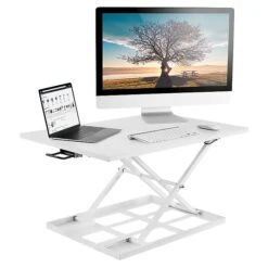 Mount-It! 17" Height Adjustable Sit Stand Desk Converter, White (MI-7929-WHT)