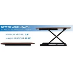 Mount-It! 17" Height-Adjustable Sit Stand Desk Converter, Brown (MI-7929-BRN) -Office Supply Shop sp21608004 sc7