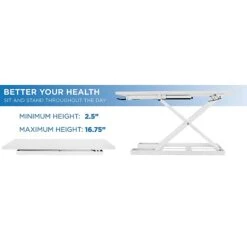 Mount-It! 17" Height Adjustable Sit Stand Desk Converter, White (MI-7929-WHT) -Office Supply Shop sp21608006 sc7