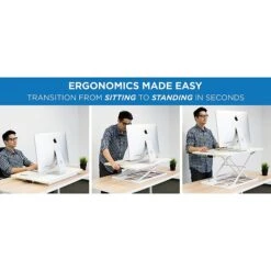 Mount-It! 17" Height Adjustable Sit Stand Desk Converter, White (MI-7929-WHT) -Office Supply Shop sp21608007 sc7