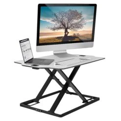Mount-It! 1.3" -16" Tabletop Standing Desk Converter, White/Silver (MI-7938)