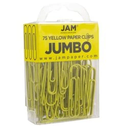 JAM Paper® Colored Jumbo Paper Clips, Large 2 Inch, Yellow Paperclips, 2 Packs Of 75 (42182236a) -Office Supply Shop sp22235512 sc7