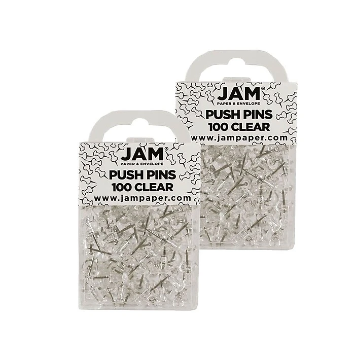 JAM Paper Push Pins, Clear, 2 Packs of 100 (222419050A) JAM Paper Push Pins, Clear, 2 Packs Of 100 (222419050A) -Office Supply Shop sp22235522 sc7