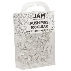 JAM Paper Push Pins, Clear, 2 Packs Of 100 (222419050A) 2 JAM Paper Push Pins, Clear, 2 Packs Of 100 (222419050A) -Office Supply Shop sp22235524 sc7