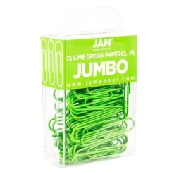 JAM Paper® Colored Jumbo Paper Clips, Large 2 Inch, Lime Green Paperclips, 2 Packs Of 75 (21830627a) -Office Supply Shop sp22235535 sc7