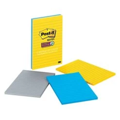 Post-it® Super Sticky Notes, 4" X 6" New York Collection, Lined, 100 Sheets/Pad, 3 Pads/Pack (660-3SSNY)