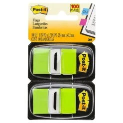 Post-it® Flags, 1" Wide, Green, 100 Flags/Pack (680-BG2)
