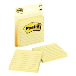 Post-it® Notes, 3" X 3" Canary Yellow, Lined, 100 Sheets/Pad, 2 Pads/Pack (630PK2) -Office Supply Shop sp22895942 sc7