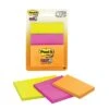 Post-it® Super Sticky Notes, Rio De Janeiro Collection, Assorted Sizes And Colors, 45 Sheets/Pad, 3 Pads/Pack (3432-SSAU)