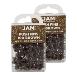 JAM Paper Pushpins, Chocolate Brown, 2 Packs Of 100 (222419049A) -Office Supply Shop sp29737940 sc7