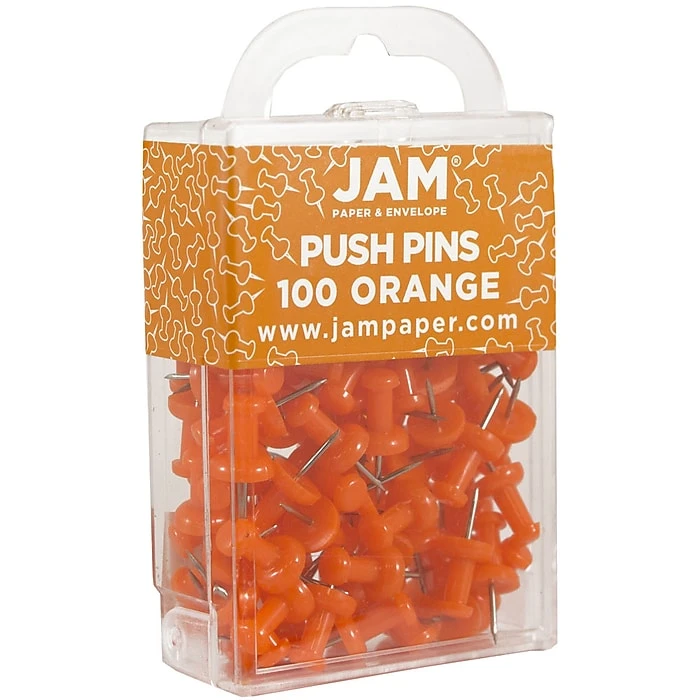 JAM Paper Pushpins, Orange, 2 Packs of 100 (222419052A) JAM Paper Pushpins, Orange, 2 Packs Of 100 (222419052A) -Office Supply Shop sp29738185 sc7