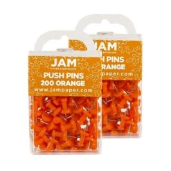 JAM Paper Pushpins, Orange, 2 Packs Of 100 (222419052A) 3 JAM Paper Pushpins, Orange, 2 Packs Of 100 (222419052A) -Office Supply Shop sp29738187 sc7