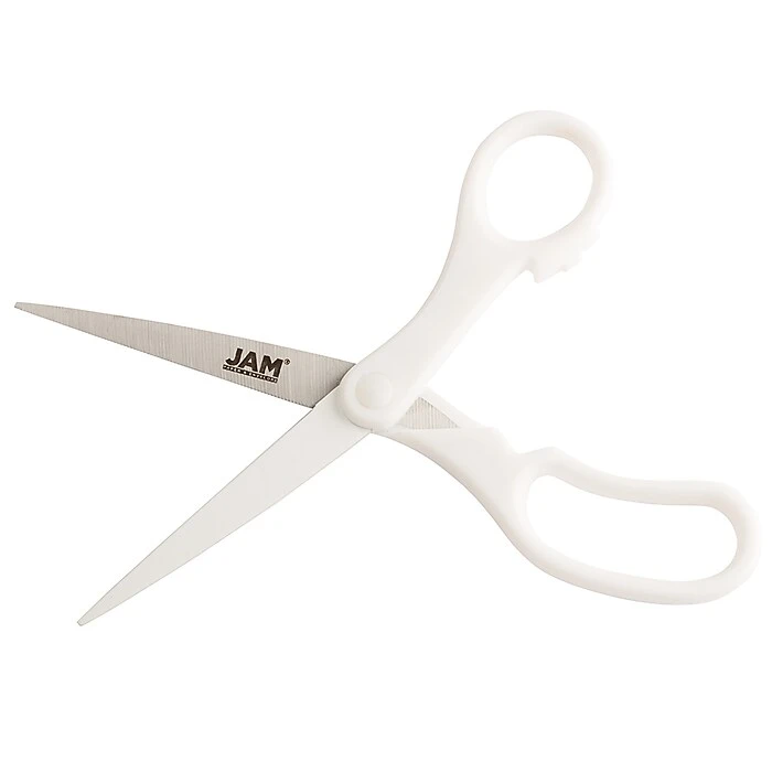 JAM Paper Precision 8" Stainless Steel Multi-Purpose/Heavy Duty Scissors, Pointed Tip, White (342WHZ) JAM Paper Precision 8" Stainless Steel Multi-Purpose/Heavy Duty Scissors, Pointed Tip, White (342WHZ) -Office Supply Shop sp30025870 sc7 1