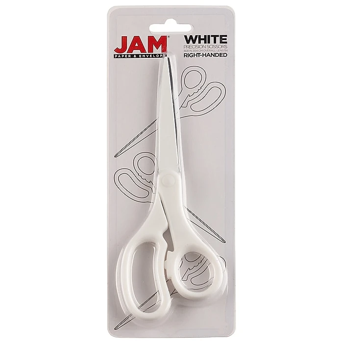 JAM Paper Precision 8" Stainless Steel Multi-Purpose/Heavy Duty Scissors, Pointed Tip, White (342WHZ) JAM Paper Precision 8" Stainless Steel Multi-Purpose/Heavy Duty Scissors, Pointed Tip, White (342WHZ) -Office Supply Shop sp30025871 sc7 1