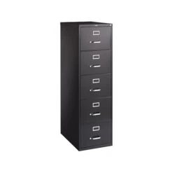 Staples 5 File Drawers Vertical File Cabinet, Locking, Black, Legal, 26.5"D (21920D)