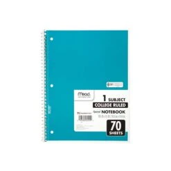 Mead Spiral 1-Subject Notebook, 8" X 10.5", College Ruled, 70 Sheets, Assorted Colors (05512) 2 Mead Spiral 1-Subject Notebook, 8" X 10.5", College Ruled, 70 Sheets, Assorted Colors (05512) -Office Supply Shop sp38165406 sc7
