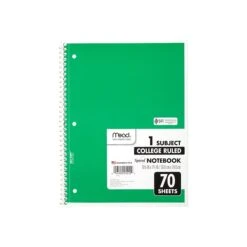 Mead Spiral 1-Subject Notebook, 8" X 10.5", College Ruled, 70 Sheets, Assorted Colors (05512) 3 Mead Spiral 1-Subject Notebook, 8" X 10.5", College Ruled, 70 Sheets, Assorted Colors (05512) -Office Supply Shop sp38165407 sc7