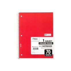 Mead Spiral 1-Subject Notebook, 8" X 10.5", College Ruled, 70 Sheets, Assorted Colors (05512) 4 Mead Spiral 1-Subject Notebook, 8" X 10.5", College Ruled, 70 Sheets, Assorted Colors (05512) -Office Supply Shop sp38165408 sc7