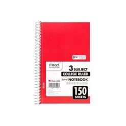 Mead Spiral 3-Subject Notebook, 5.5" X 9.5", College Ruled, 150 Sheets, Assorted Colors (06900) 2 Mead Spiral 3-Subject Notebook, 5.5" X 9.5", College Ruled, 150 Sheets, Assorted Colors (06900) -Office Supply Shop sp38165413 sc7
