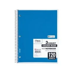 Mead Spiral 3-Subject Notebook, 8"W X 11"H, College Ruled, 120 Sheets, Each (06710) -Office Supply Shop sp38165444 sc7