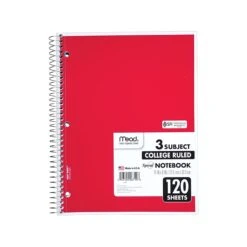 Mead Spiral 3-Subject Notebook, 8"W X 11"H, College Ruled, 120 Sheets, Each (06710) -Office Supply Shop sp38165447 sc7