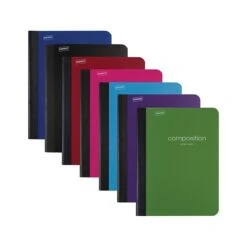 Staples Poly Composition Notebook, 9.75" X 7.5", Wide Ruled, 80 Sheets, Assorted Colors, 24/Carton (41634CT)