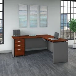 Bush Business Furniture Westfield 72W X 30D 3 Position Sit To Stand L Desk With Mobile File Cabinet, Hansen Cherry (SRC125HCSU) -Office Supply Shop sp38462278 sc7