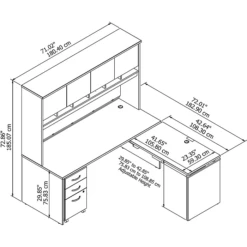 Bush Business Furniture Westfield 72W X 30D 3 Position Sit To Stand L Desk W/ Hutch And File Cabinet, Hansen Cherry (SRC124HCSU) -Office Supply Shop sp38463158 sc7