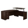 Bush Business Furniture Westfield 72W X 36D 3 Position Bow Front Sit To Stand L Desk W/ File Cabinet, Mocha Cherry (SRC126MRSU)