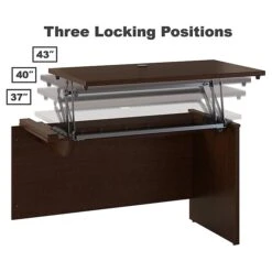 Bush Business Furniture Westfield 72W X 36D 3 Position Bow Front Sit To Stand L Desk W/ File Cabinet, Mocha Cherry (SRC126MRSU) -Office Supply Shop sp38463781 sc7