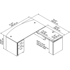 Bush Business Furniture Westfield 72W X 36D 3 Position Bow Front Sit To Stand L Desk W/ File Cabinet, Mocha Cherry (SRC126MRSU) -Office Supply Shop sp38463783 sc7